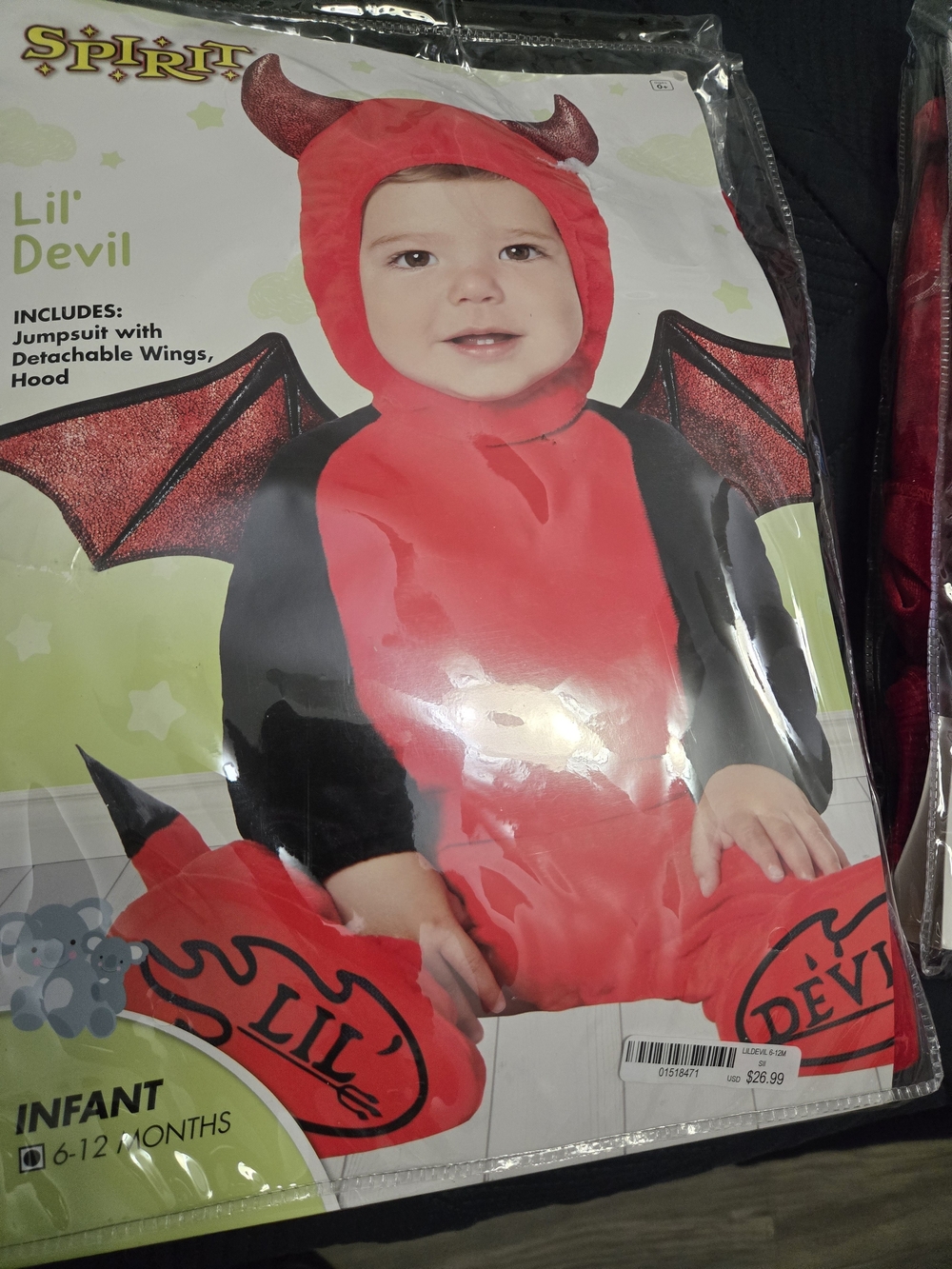 Spirit Lil' Devil Infant Costume in Red and Black 6-12 Month
